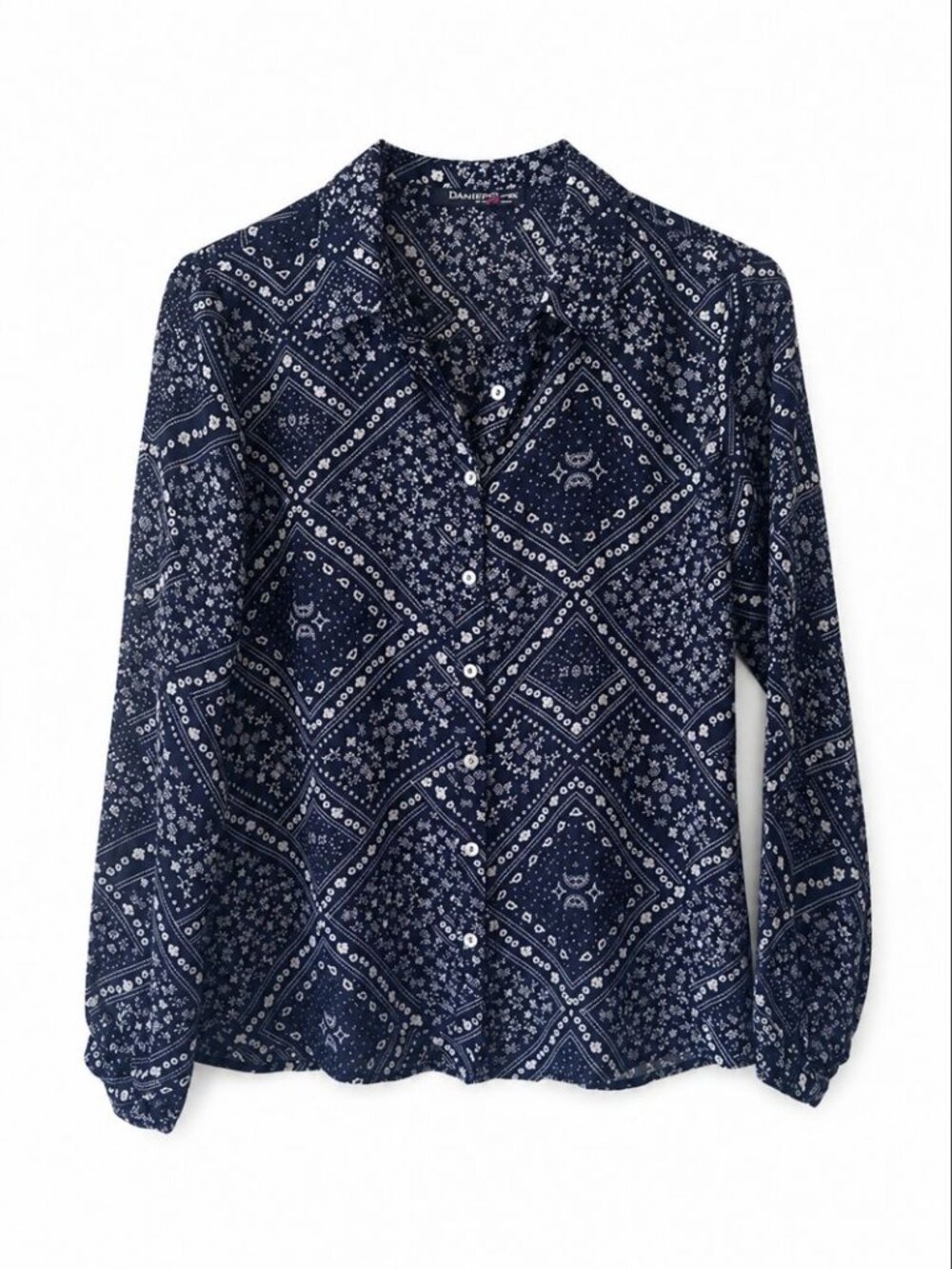 DENIM JEANS & CAUSUALS - Navy Bandana Print Blouse